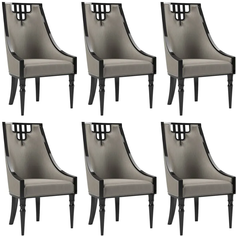 Letzte Chance Casa Padrino Luxus Art Deco Esszimmer Stuhl Set Grau / Schwarz 55 x 55 x H. 105 cm - Edles Küchen Stühle 6er Set - Art Deco Esszimmer Möbel
