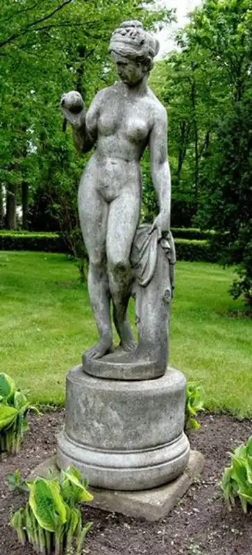 Casa Padrino Jugendstil Skulptur Venus mit Apfel Antik Stil Grau 38 x H 118 cm Antikstil Grau - Barock Gartendeko - Schwer und Massiv Neu