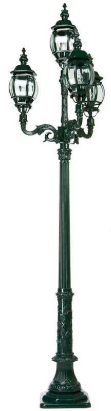 Casa Padrino Barock Gartenlaterne Grün 73 x 73 x H. 281 cm - Elegante Außenstehleuchte aus hochwertigem Aluminium und facettengeschnittenes Kristallglas - Nostalgische Gartenbeleuchtung Kracherpreis