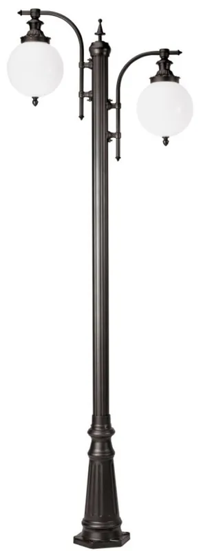 Casa Padrino Jugendstil Gartenlaterne Anthrazit / Weiß 80 x 25 x H. 238 cm - Elegante Außenstehleuchte aus hochwertigem Aluminium und kugelförmigen Acryl Lampenschirmen - Garten Deko Accessoires Solange Der Vorrat Reicht