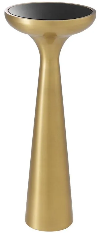 Rabatt Casa Padrino Luxus Beistelltisch Messing / Schwarz Ø 29 x H. 71,5 cm - Runder Edelstahl Tisch mit Glasplatte - Wohnzimmer Möbel