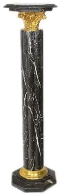 Casa Padrino Barock Säule Schwarz / Gold H. 113 cm - Prunkvolle Marmor Säule im Barockstil - Barock Deko Accessoires Schneller Versand