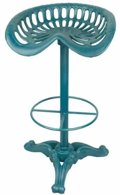 Casa Padrino Jugendstil Barhocker Hellblau H. 78,5 cm - Gusseisen Barhocker im rustikalen Industriedesign - Garten & Terrassen Möbel Preisknaller