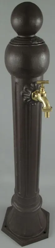 Neuheit Casa Padrino Jugendstil Garten Wassersäule rustikal Braun / Messing Ø 23 x H. 97 cm - Nostalgische Aluminium Wasserzapfsäule mit Wasserhahn - Garten Deko Accessoires