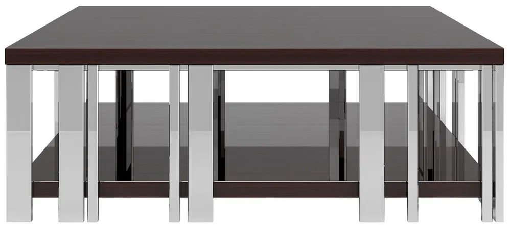 Casa Padrino Luxus Art Deco Couchtisch Dunkelbraun / Silber 120 x 120 x H. 45 cm - Edler quadratischer Wohnzimmertisch - Art Deco Möbel - Luxus Qualität Sichere Zahlung