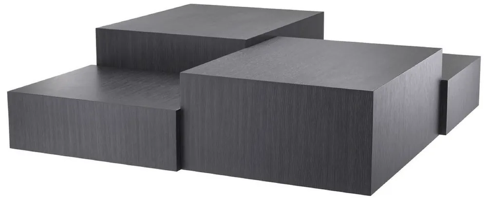 Casa Padrino Luxus Wohnzimmer Couchtisch Grau 112 x 112 x H. 40 cm - Wohnzimmertisch mit 3 verschiedenen Tischhöhen - Luxus Möbel Preis Gesenkt