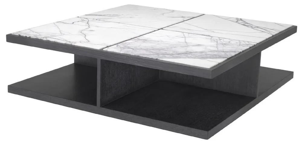 Solange Der Vorrat Reicht Casa Padrino Luxus Couchtisch Weiß / Lila / Anthrazitgrau 120 x 120 x H. 35 cm - Moderner Massivholz Wohnzimmertisch mit Marmorplatten - Luxus Qualität