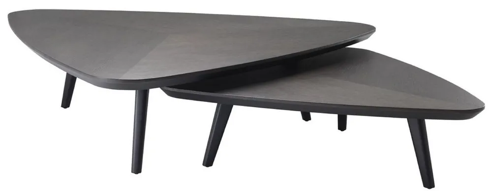 Casa Padrino Luxus Couchtisch Set Mokkafarben - 2 Massivholz Wohnzimmertische - Wohnzimmer Möbel - Luxus Qualität Neuheit