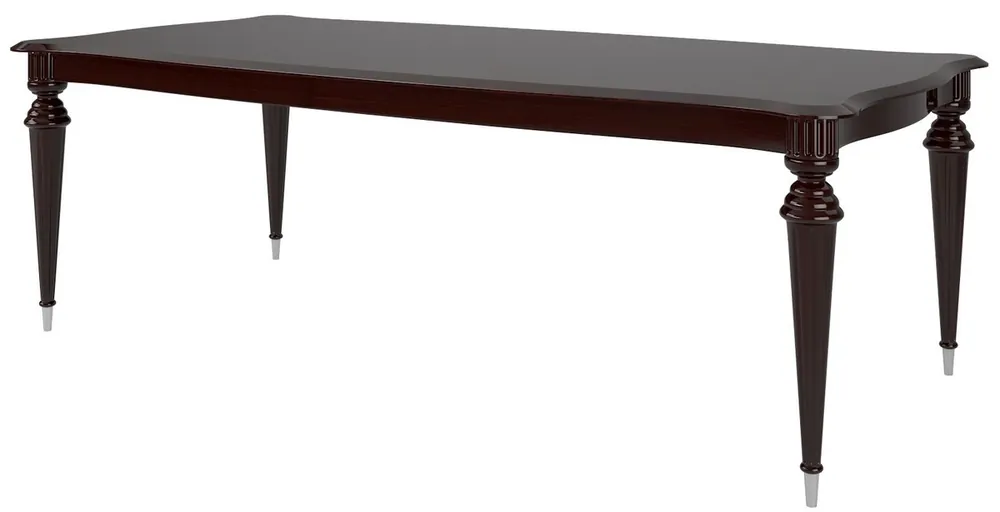 Casa Padrino Luxus Barock Esstisch Dunkelbraun Hochglanz / Silber 218 x 108 x H. 77 cm - Edler Massivholz Esszimmertisch - Hochwertige Esszimmer Möbel im Barockstil Ausverkauf