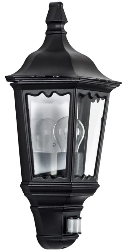 Casa Padrino Jugendstil Außenwandleuchte mit Bewegungssensor Schwarz 20 x 12 x H. 50 cm - Balkon Garten Terrassen Außenleuchte Geprüft