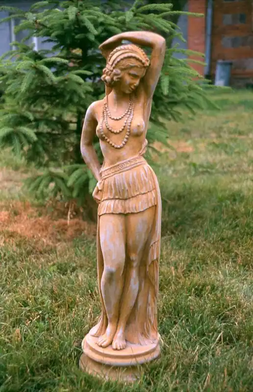 Casa Padrino Jugendstil Skulptur Tänzerin Antik Stil 21 x H 75 cm Antikstil Erdfarben - Barock Gartendeko - Schwer und Massiv Kracherpreis