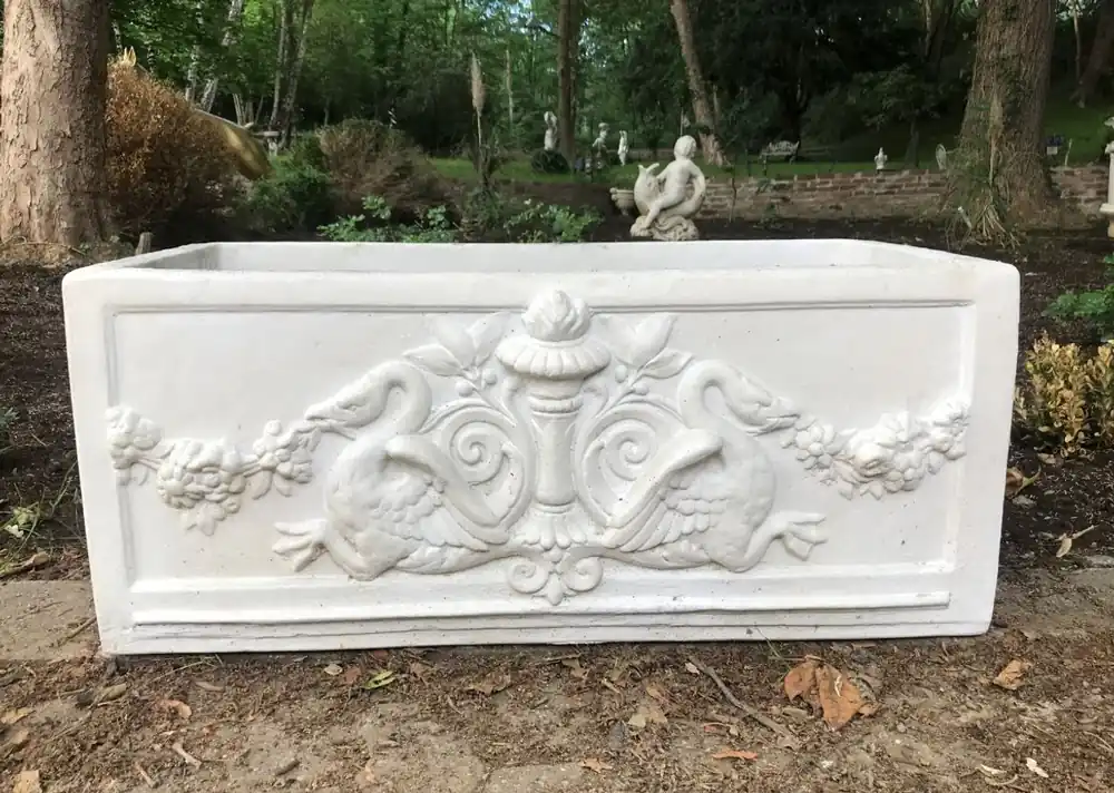 Casa Padrino Barock Blumenkübel Weiß 36 x 81 x H. 43 cm - eckiges Blumengefäß im Barockstil - Blumenkübel - Pflanzkübel Jugendstil Antik Stil Highlight