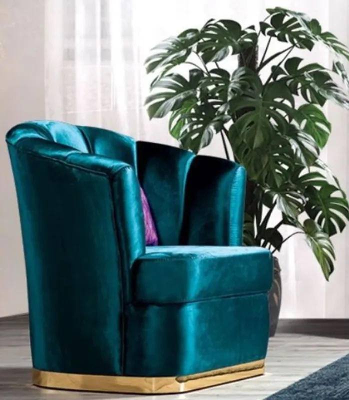 Rabatt Casa Padrino Luxus Wohnzimmer Sessel Türkis / Gold 80 x 80 x H. 90 cm - Luxus Wohnzimmer Möbel