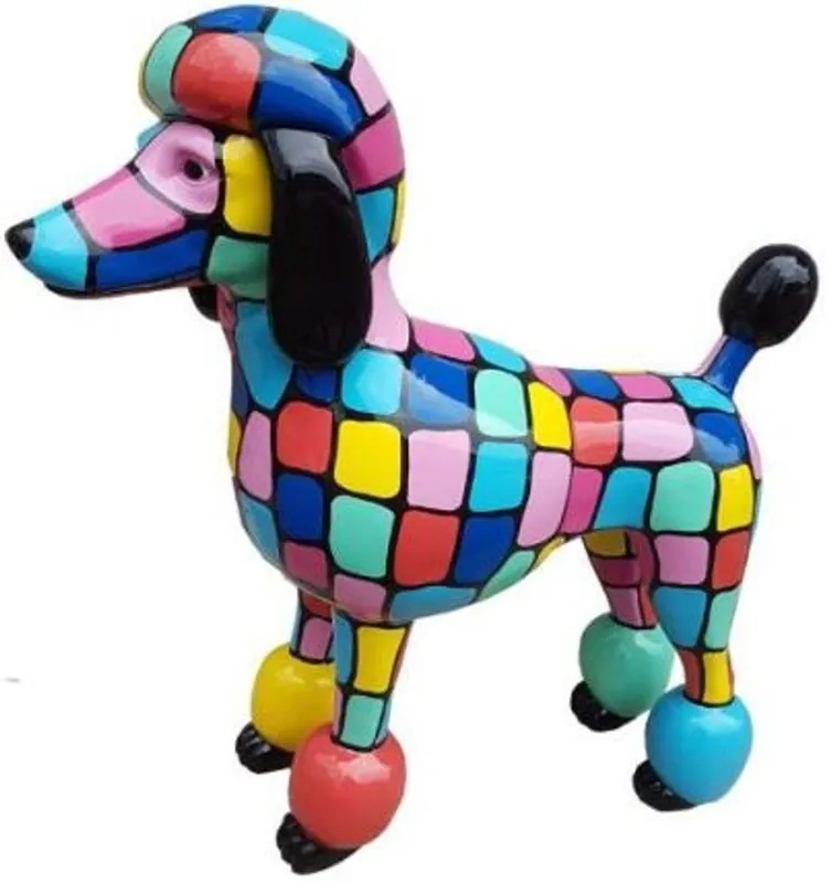 Knallerangebot Casa Padrino Designer Gartendeko Skulptur Pudel Hund Mehrfarbig 64 x H. 63 cm - Gartendeko Figur - Wetterbeständige Gartenfigur - Dekorative Tierfigur