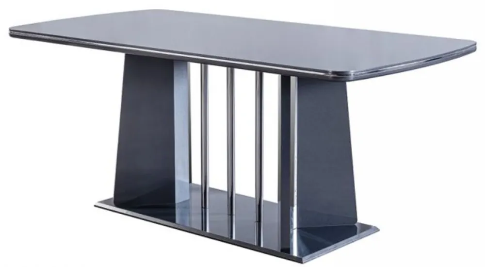 Rabatt Casa Padrino Luxus Esstisch Blau / Silber 182 x 92 x H. 77 cm - Esszimmertisch - Küchentisch - Edle Esszimmer Möbel