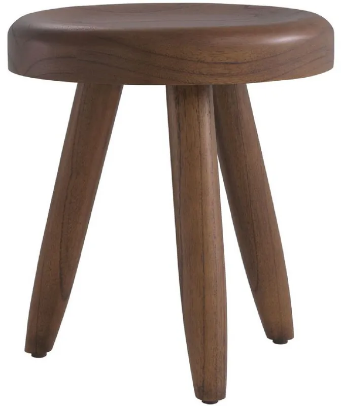 Casa Padrino Luxus Sitzhocker Braun Ø 31 x H. 34 cm - Massivholz Hocker - Runder Mindi Holz Sitzhocker - Luxus Möbel Solange Der Vorrat Reicht