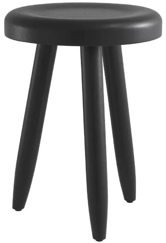 Casa Padrino Luxus Sitzhocker Schwarz Ø 31 x H. 45 cm - Massivholz Hocker - Runder Mindi Holz Sitzhocker - Luxus Möbel Finale Aktion