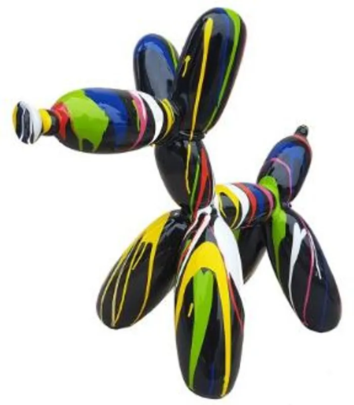 Casa Padrino Designer Deko Skulptur Ballon Hund Schwarz / Mehrfarbig 62 x H. 57 cm - Dekorative Tierfigur - Wetterbeständige Dekofigur Aktuell