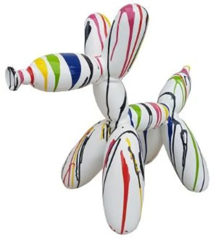 Casa Padrino Designer Deko Skulptur Ballon Hund Weiß / Mehrfarbig 62 x H. 57 cm - Dekorative Tierfigur - Wetterbeständige Dekofigur Neuheit