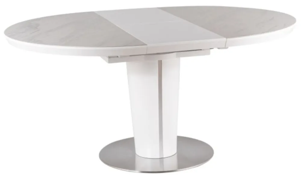 Jetzt Kaufen Casa Padrino Luxus Esstisch Matt Weiß / Grau / Silber 120-160 x 120 x H. 76 cm - Moderner ausziehbarer Esszimmertisch mit Keramikplatten in Marmoroptik - Küchen Möbel