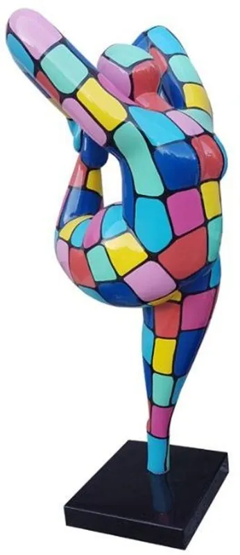 Neue Kollektion Casa Padrino Designer Deko Skulptur Akrobatische Frau Mehrfarbig H. 141 cm - Wetterbeständige Dekofigur - Gartendeko Skulptur - Gartenfigur