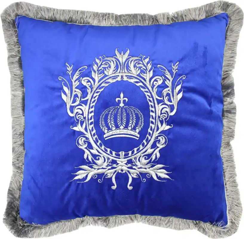 Harald Glööckler Luxus Deko Kissen Pompöös by Casa Padrino Royalblau / Silber - Glööckler Kissen Garantierte Lieferung