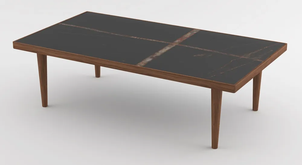 Kracherpreis Casa Padrino Luxus Couchtisch Braun / Schwarz 130 x 70 x H. 45 cm - Moderner rechteckiger Massivholz Wohnzimmertisch mit Marmorplatte - Luxus Möbel