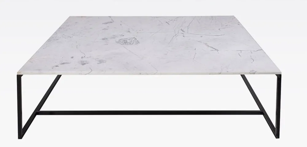 Casa Padrino Luxus Couchtisch Schwarz / Weiß 120 x 120 x H. 35 cm - Moderner quadratischer Wohnzimmertisch mit Carrara Marmorplatte und Edelstahl Gestell - Luxus Wohnzimmer Möbel Neu Im Sortiment