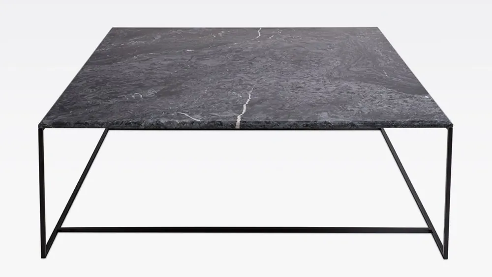 Casa Padrino Luxus Couchtisch Schwarz / Schwarz 120 x 120 x H. 35 cm - Moderner quadratischer Wohnzimmertisch mit Carrara Marmorplatte und Edelstahl Gestell - Luxus Wohnzimmer Möbel Kracherpreis