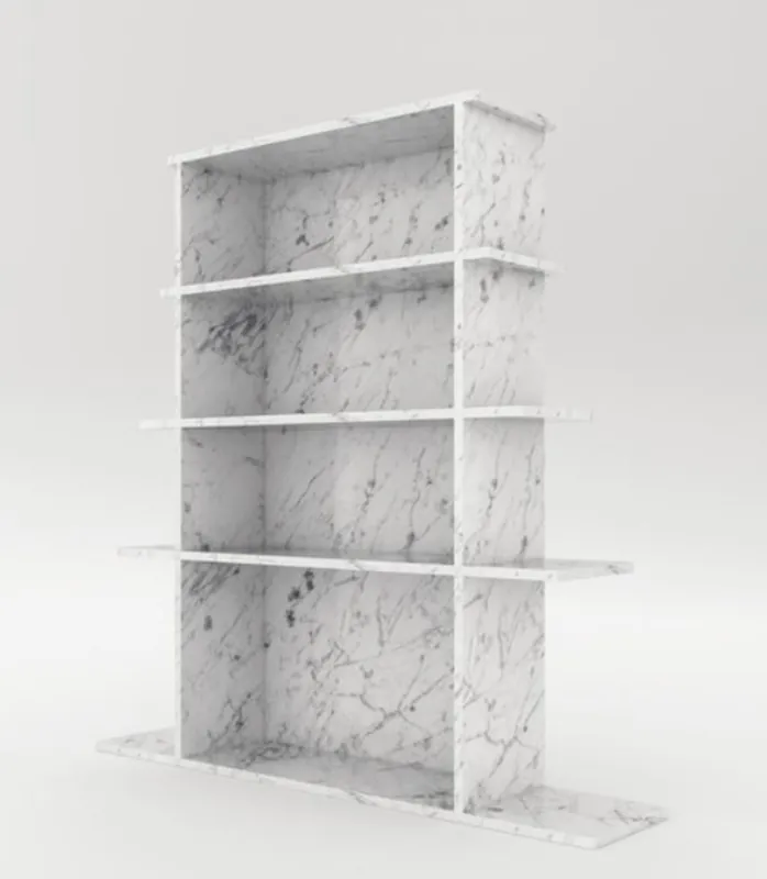 Casa Padrino Luxus Marmor Regalschrank Weiß 100 x 32 x H. 140 cm - Carrara Marmor Schrank mit 3 Regalen - Bücherschrank - Wohnzimmerschrank - Büroschrank - Luxus Marmor Möbel Preiswert