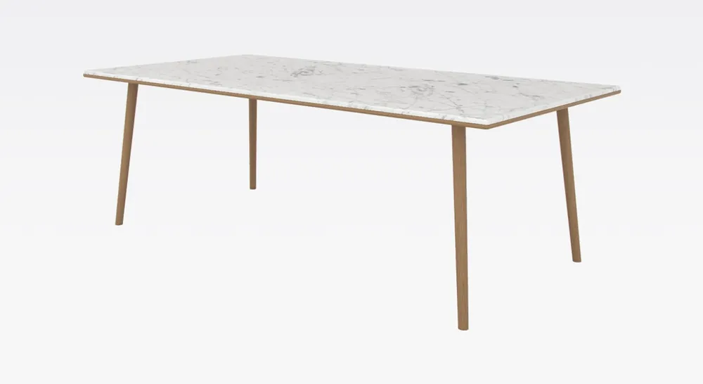 Sonderaktion Casa Padrino Luxus Esstisch Weiß / Naturfarben 210 x 110 x H. 75 cm - Moderner Eichenholz Küchentisch mit Carrara Marmor Tischplatte - Luxus Esszimmer Möbel