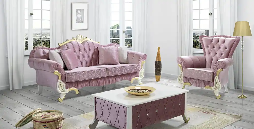 Billig Casa Padrino Barock Wohnzimmer Set Rosa / Weiß / Gold - 2 Sofas & 2 Sessel & 1 Couchtisch - Wohnzimmer Möbel im Barockstil - Edle Barock Möbel