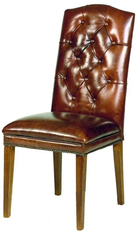 Knallerangebot Casa Padrino Designer Chesterfield Esszimmer Stuhl Braun Leder / Braun - Hotelmöbel - Buche - Echt Leder