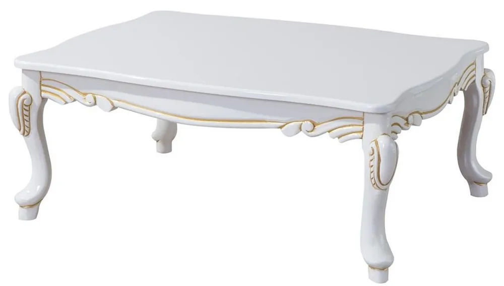 Solange Der Vorrat Reicht Casa Padrino Luxus Barock Couchtisch Weiß / Gold 110 x 77 x H. 45 cm - Rechteckiger Wohnzimmertisch im Barockstil - Barock Möbel