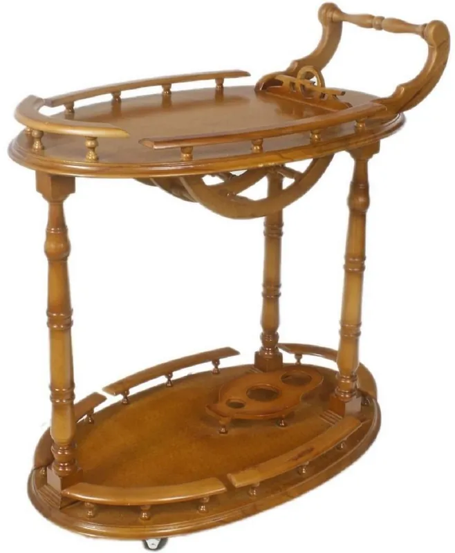 Casa Padrino Barock Servierwagen Braun 80 x 50 x H. 90 cm - Massivholz Trolley - Barock Gastronomie Accessoires Heißes Angebot
