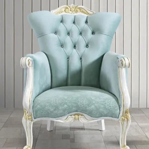 Casa Padrino Barock Sessel mit Glitzersteinen Hellgrün / Weiß / Gold 80 x 88 x H. 110 cm - Edle Barockstil Wohnzimmer Möbel Abverkauf