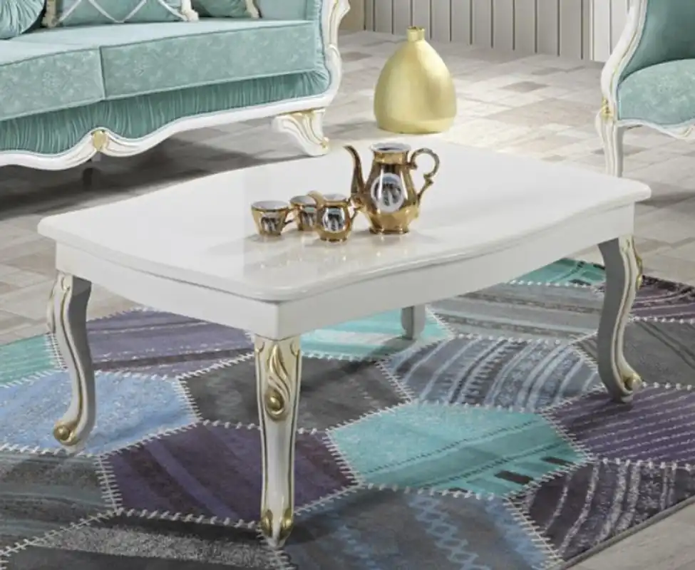 Sale Casa Padrino Barock Couchtisch Weiß / Gold 105 x 74 x H. 46 cm - Rechteckiger Wohnzimmertisch im Barockstil - Barock Möbel