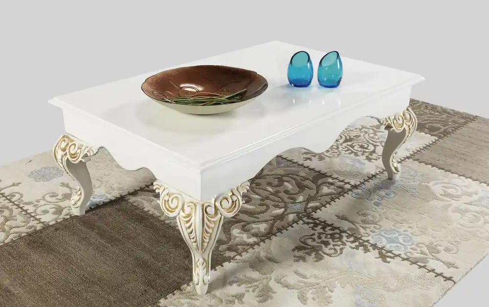 Echt Casa Padrino Barock Couchtisch Weiß / Creme / Gold 105 x 75 x H. 42 cm - Barockstil Wohnzimmertisch - Barock Wohnzimmer Möbel
