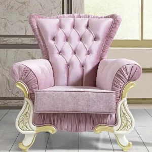 Casa Padrino Barock Sessel Rosa / Weiß / Gold 97 x 85 x H. 105 cm - Barockstil Wohnzimmer Sessel mit Glitzersteinen - Barock Möbel Saisonangebot