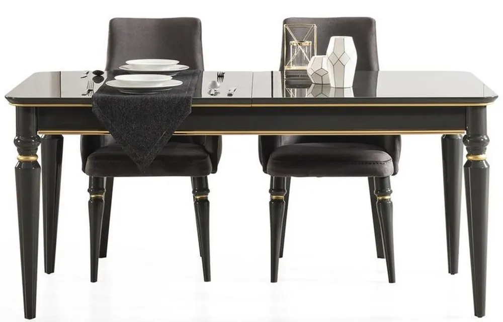 Schnäppchen Casa Padrino Luxus Art Deco Esstisch Grau / Gold 170-208 x 90 x H. 76 cm - Edler ausziehbarer Esszimmertisch - Art Deco Esszimmer Möbel