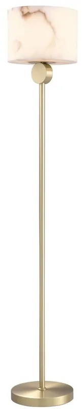 Ausverkauf Casa Padrino Luxus Stehleuchte Messingfarben / Alabaster Ø 30 x H. 171 cm - Moderne Stehlampe mit rundem Alabaster Lampenschirm - Luxus Leuchten