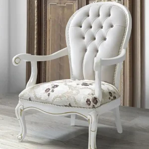 Casa Padrino Barock Sessel mit Glitzersteinen und Blumenmuster Hellgrau / Creme / Beige / Weiß / Gold 115 x 80 x H. 80 cm - Wohnzimmer Möbel im Barockstil Garantierte Lieferung