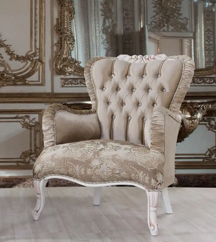 Solange Der Vorrat Reicht Casa Padrino Barock Sessel Braun / Weiß / Beige 80 x 82 x H. 100 cm - Prunkvoller Wohnzimmer Sessel mit Glitzersteinen - Barockstil Möbel