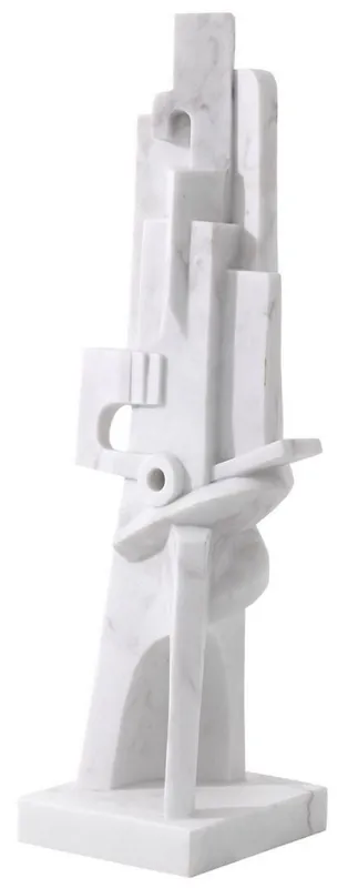 Begrenztes Angebot Casa Padrino Designer Marmor Skulptur Weiß 26 x 24 x H. 91 cm - Edle Dekofigur - Marmorfigur - Wohnzimmer Deko Accessoires