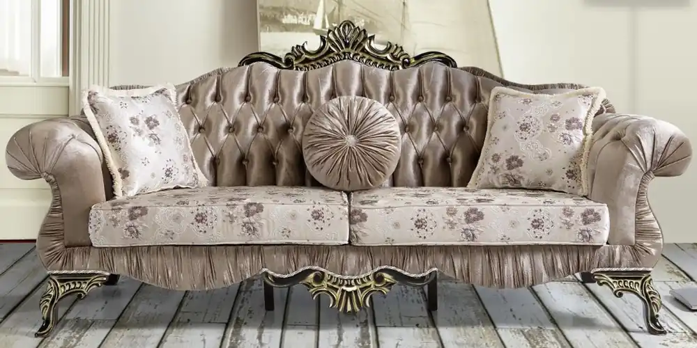 Casa Padrino Barock Sofa Braun / Beige / Schwarz / Gold 227 x 81 x H. 110 cm - Prunkvolles Wohnzimmer Sofa mit Blumenmuster - Barockstil Möbel Meistverkauft