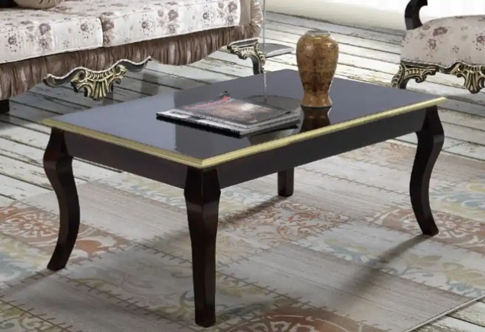 Echt Casa Padrino Barock Couchtisch Schwarz / Gold 100 x 74 x H. 46 cm - Massivholz Wohnzimmertisch im Barockstil - Barock Wohnzimmer Möbel
