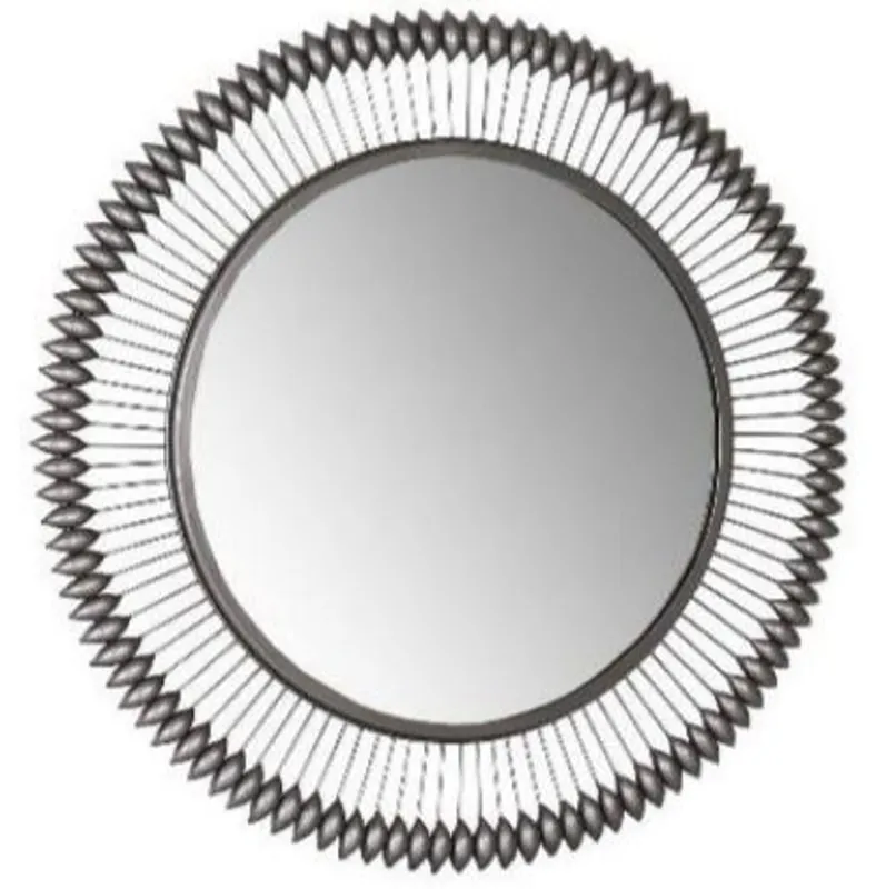 Markenware Casa Padrino Designer Spiegel Zinkfarben Ø 90 cm - Moderner pulverbeschichteter Metall Wandspiegel - Luxus Deko Accessoires