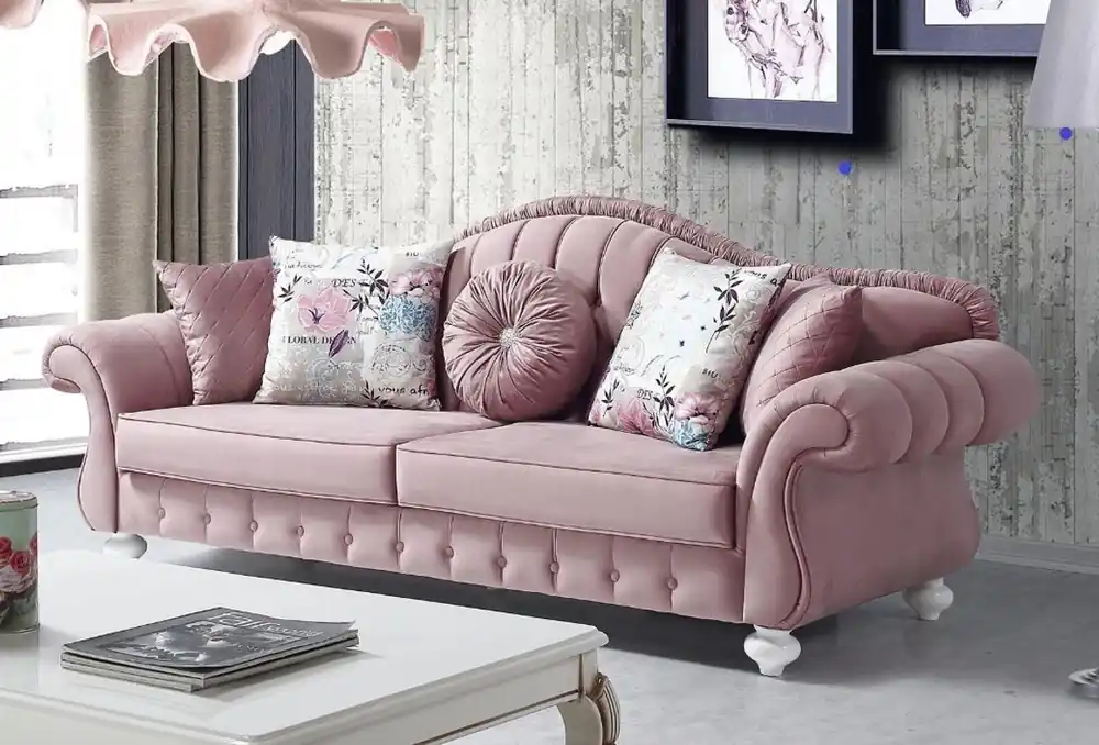 Top-Preis Casa Padrino Barock Sofa Rosa / Weiß 225 x 83 x H. 92 cm - Wohnzimmer Sofa im Barockstil - Barock Möbel