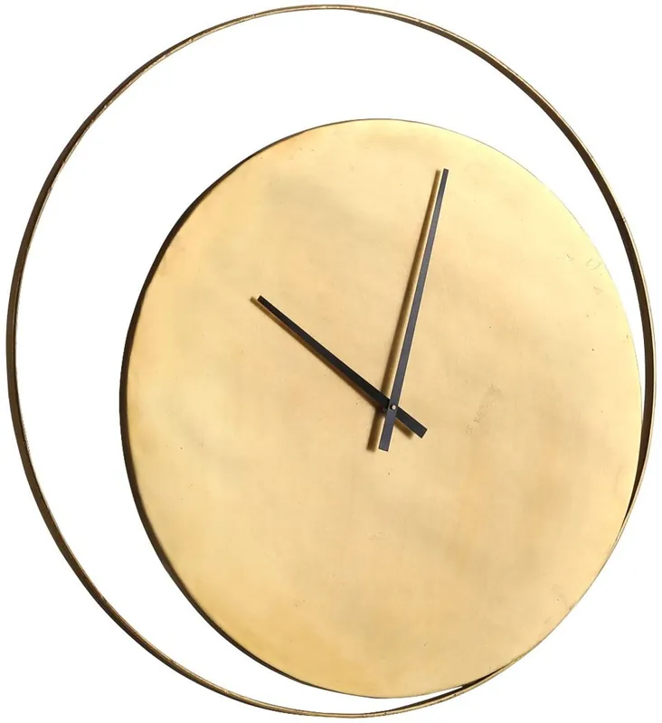 Casa Padrino Designer Wanduhr Gold Ø 80 cm - Runde Industrial Design Metall Uhr - Wohnzimmer Deko Accessoires Preisknaller