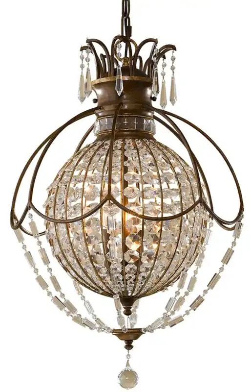 Markenware Casa Padrino Barock Hängeleuchte mit Kristallglas Bronze Ø 45,7 x H. 70 cm - Prunkvolle Hängelampe im Barockstil - Edel & Prunkvoll